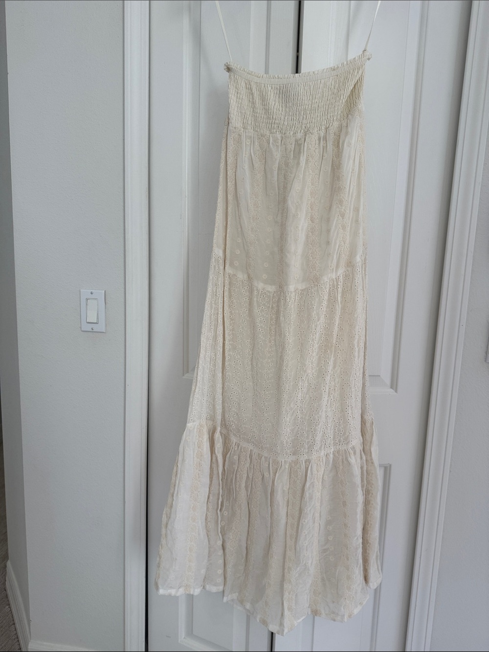Laundry by Design Cream Eyelet Tiered Maxi Dress